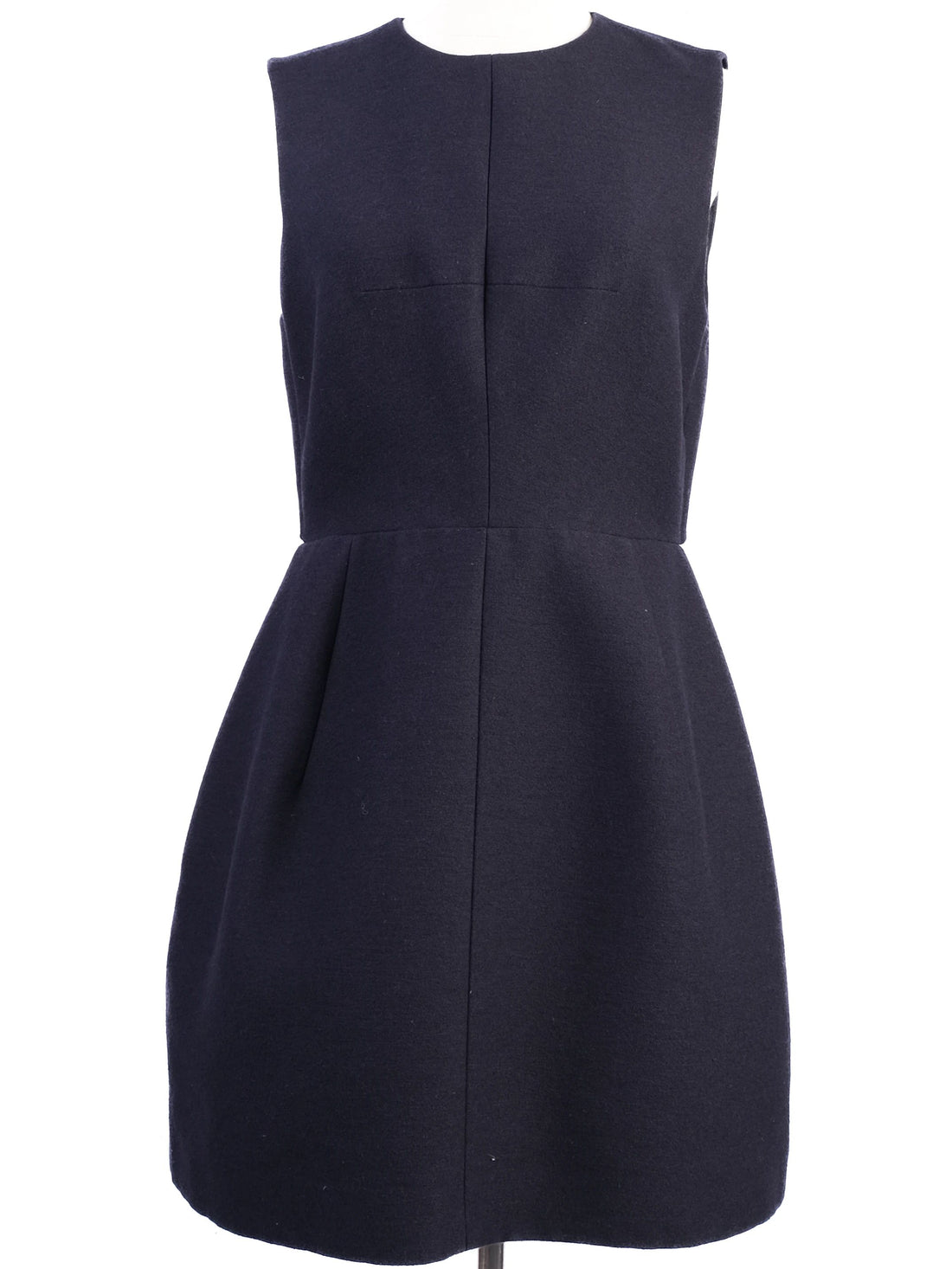 Excellent Carven Black Wool Dress Size M with Patterned Detail