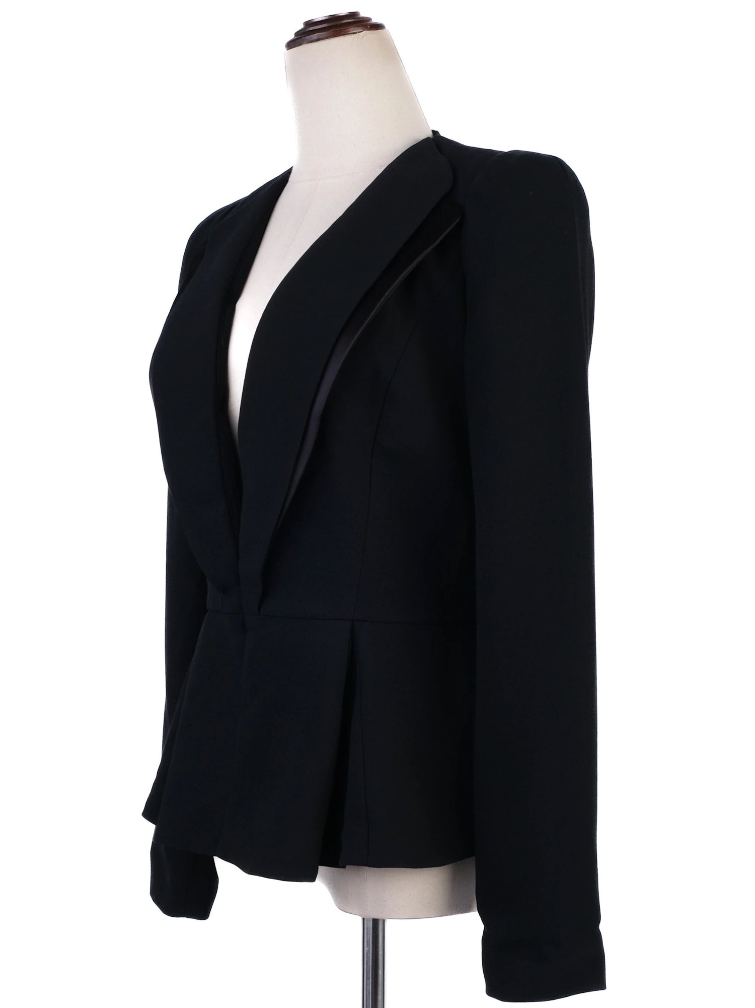 Excellent Elisabetta Franchi Black Wool Blazer Size M Peplum Detail