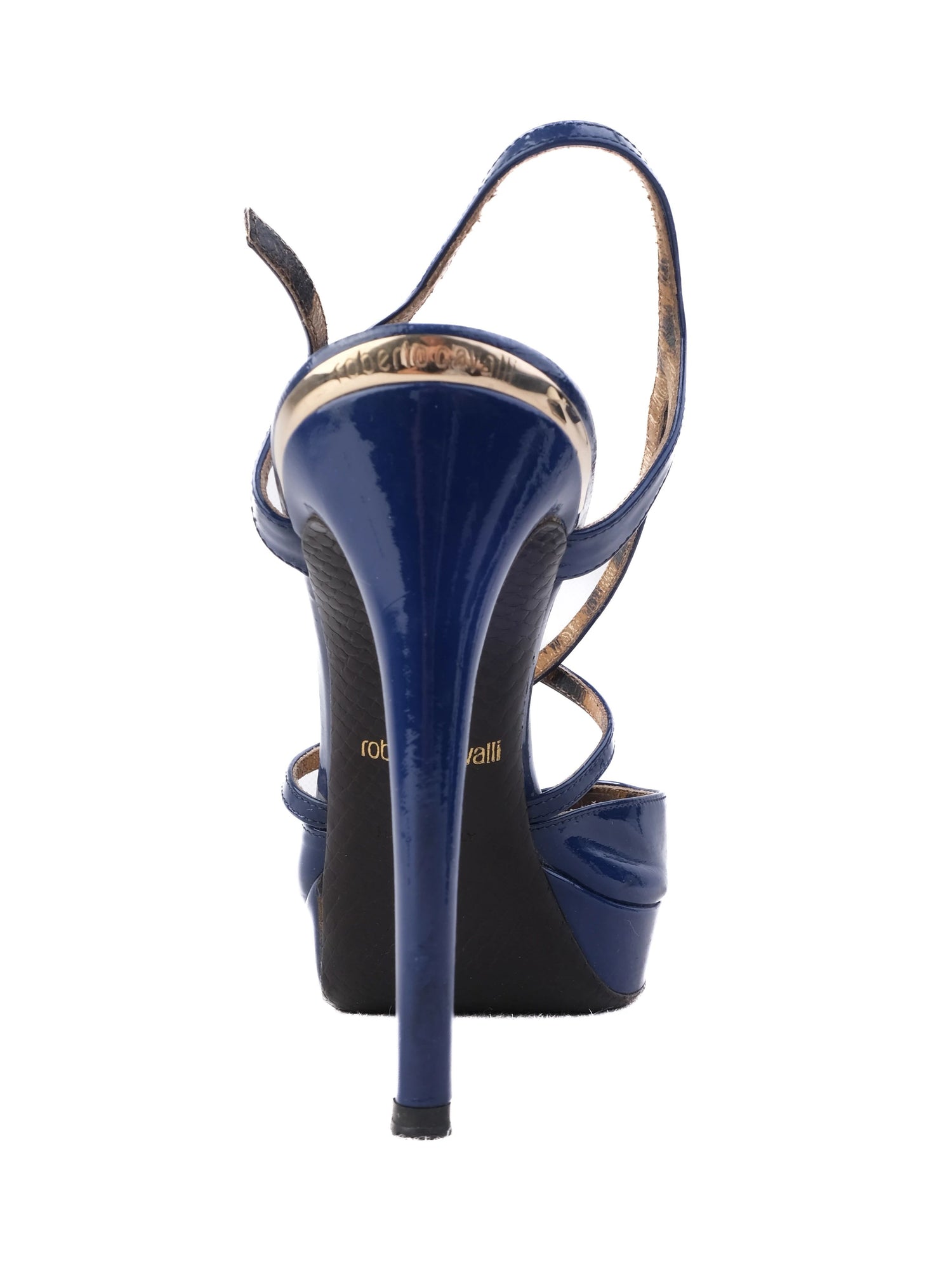 Excellent Roberto Cavalli Blue Leather High-Heeled Sandals Size 40