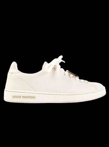 Excellent Louis Vuitton White Leather Sneakers Size 35 with Logo