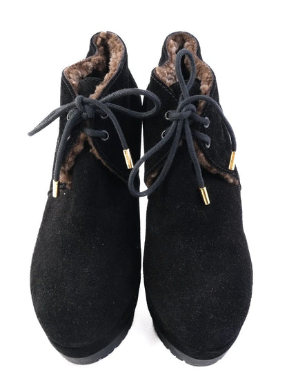 Sergio Rossi Black Genuine Suede High-Heeled Ankle Boots Size 35.5, 37.5