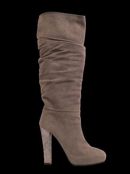 Average Ralph Lauren Gray Suede High-Heeled Knee-High Boots Size 38.5