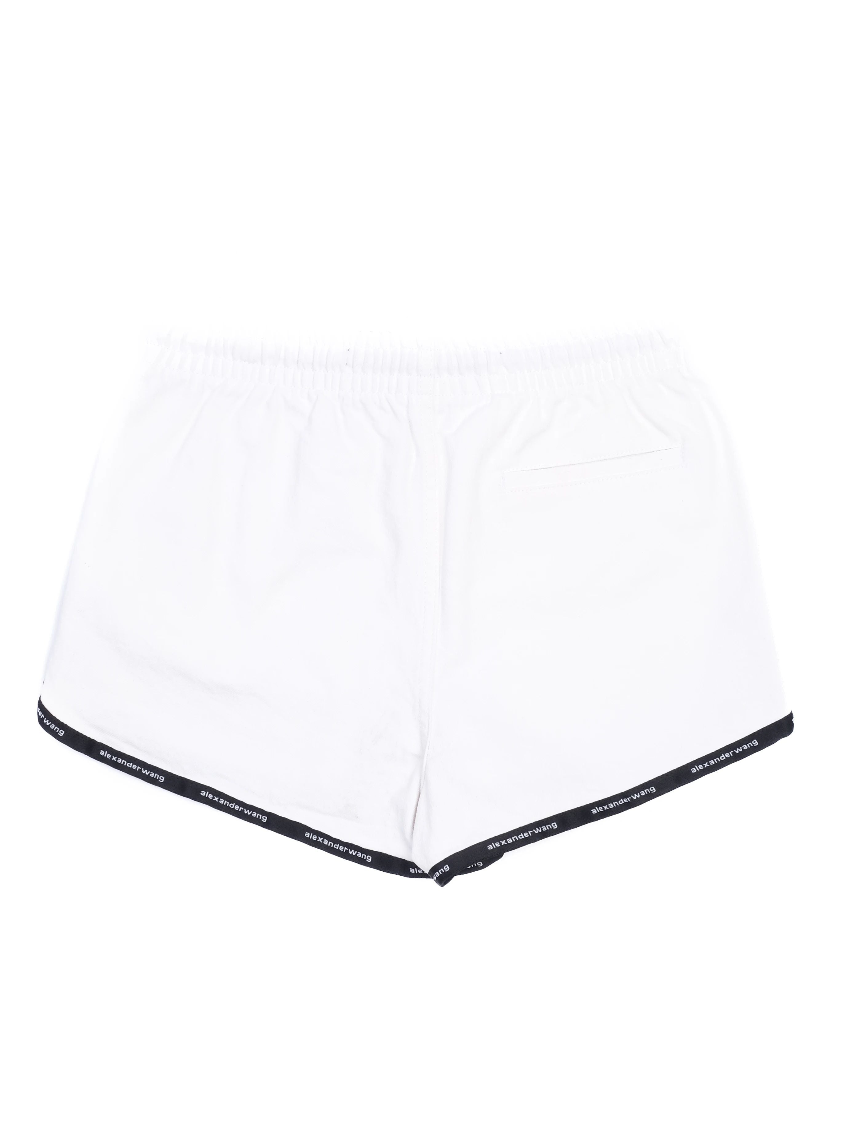 Excellent Alexander Wang White Cotton Shorts with Black Detailing