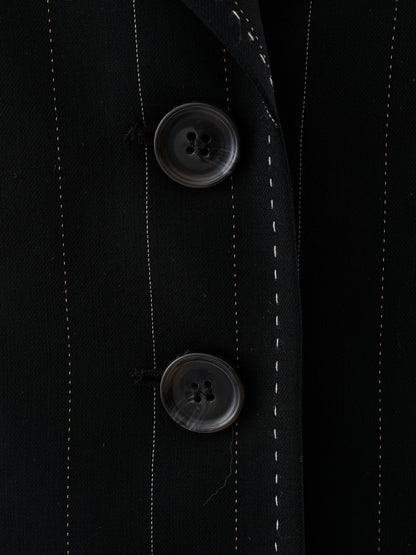 Excellent Escada Black Wool Pinstripe Blazer Size S