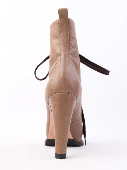 Excellent Gianvito Rossi Gray Leather Ankle Boots Size 38