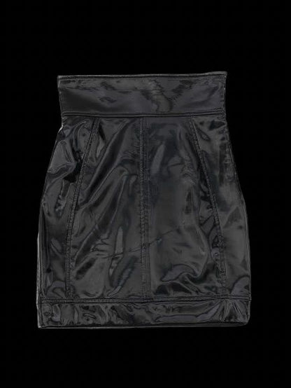 Excellent Elisabetta Franchi Black Skirt Size M Faux Leather Made in Italy