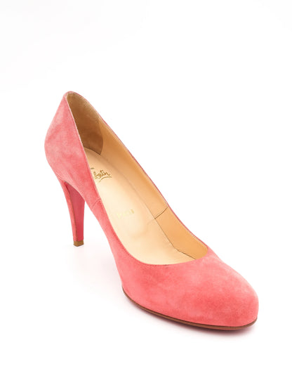 Excellent Christian Louboutin Pink Suede Leather High Heels Pumps