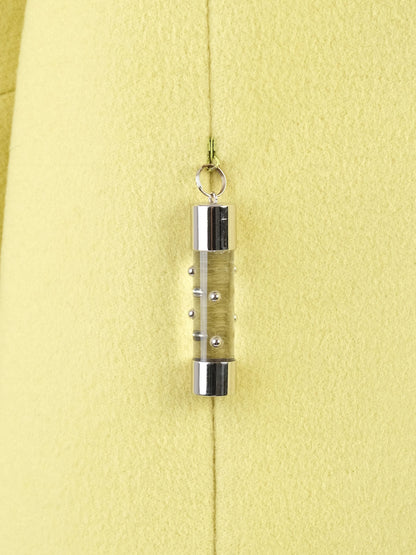 Excellent Emilio Pucci Yellow Wool Hooded Coat Size M with Fur Collar