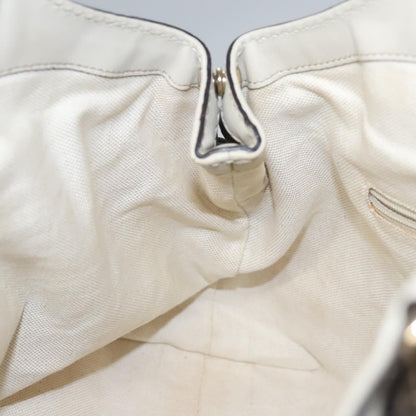 Gucci Gg Canvas Guccissima Hand Bag Leather White Gold 211944 Auth