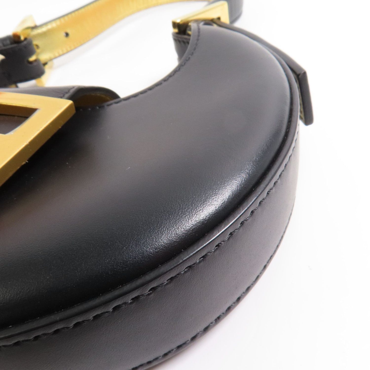 Fendi Cowhide Leather Cookie Hobo Bag Golden Shoulder Bag Black Calfskin (cowhide) 8bs 065