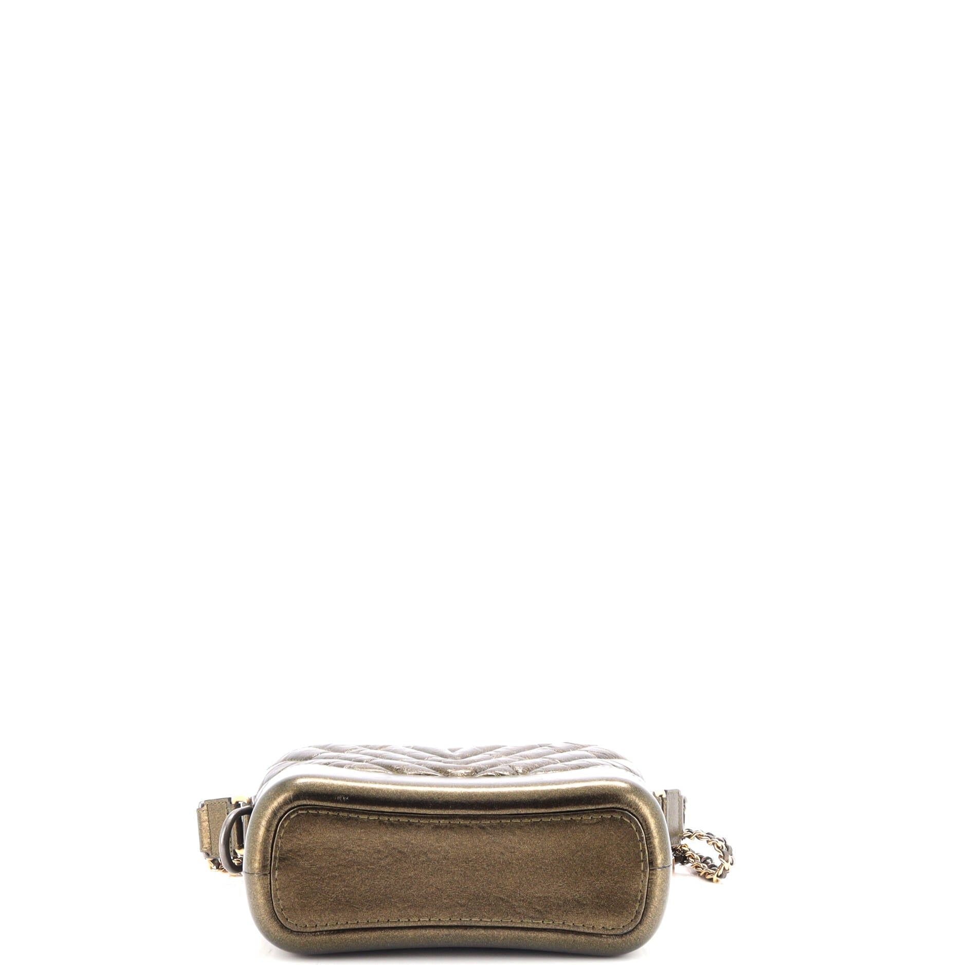 Chanel Gabrielle Hobo Chevron Metallic Aged Calfskin Small