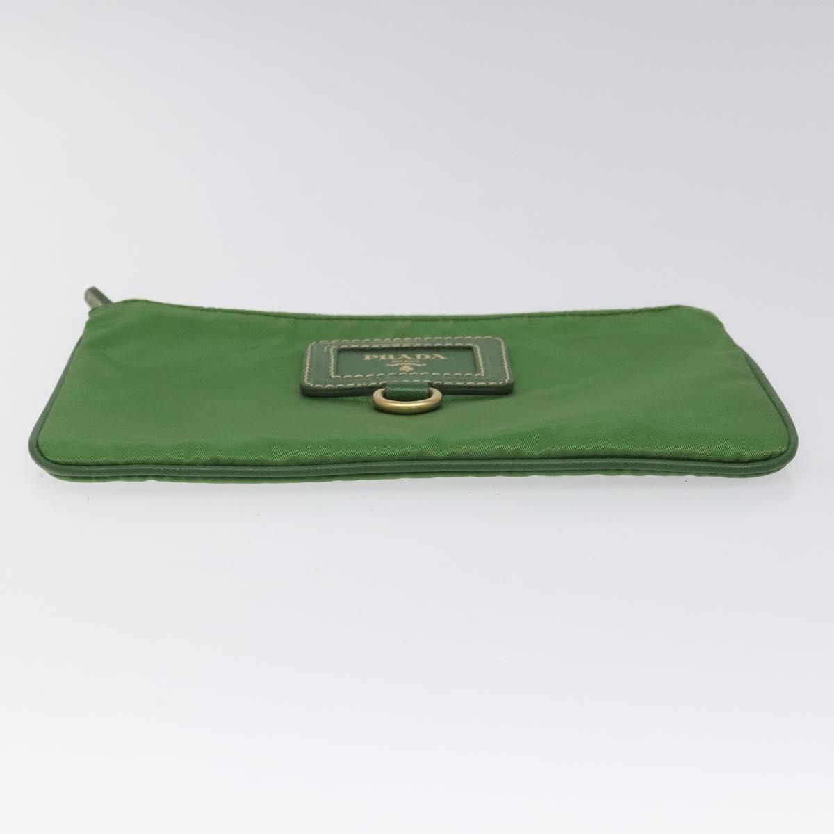 Prada Pouch Nylon Green Gold Auth