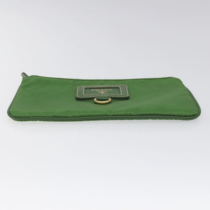 Prada Pouch Nylon Green Gold Auth