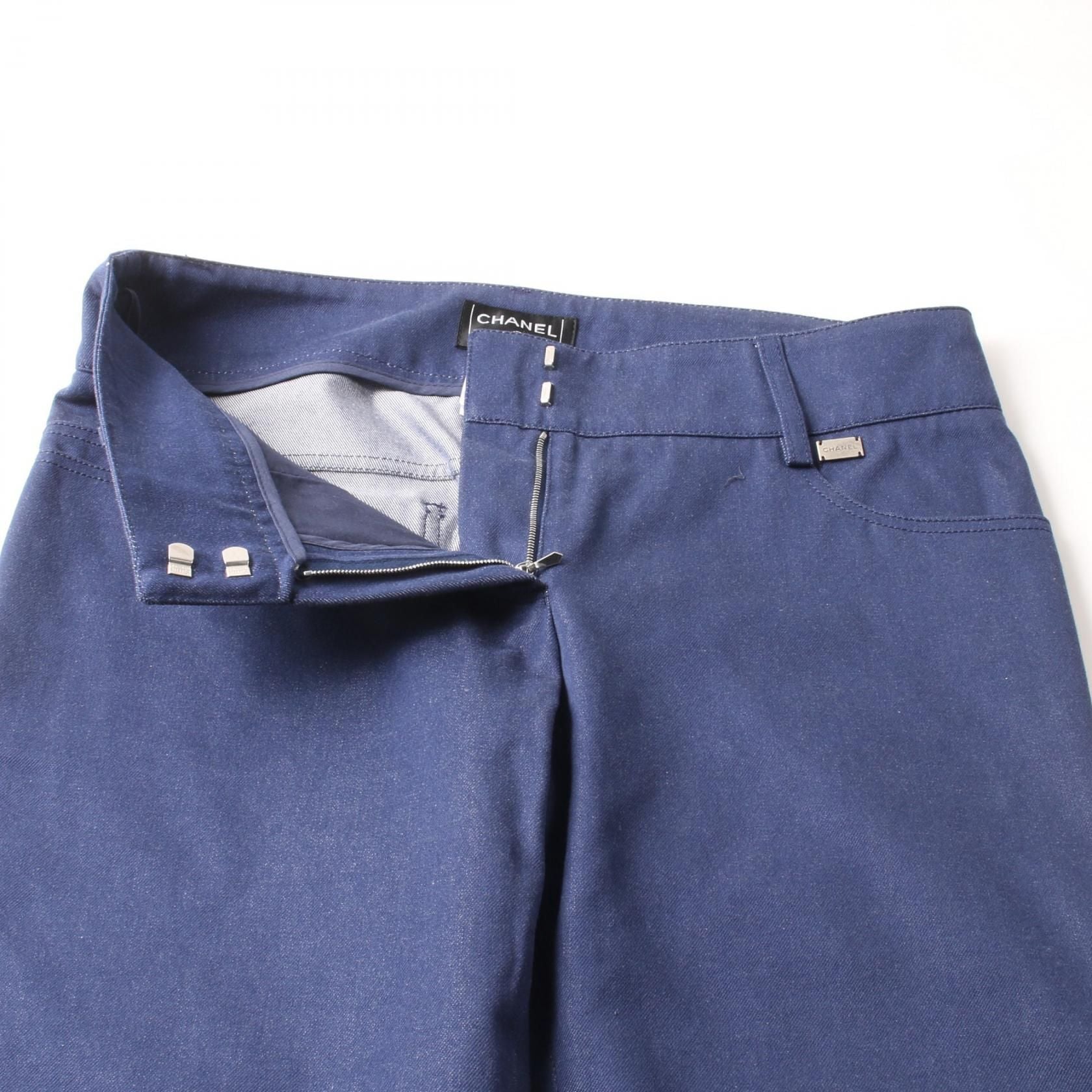 Chanel Blue Denim Pants Cotton P 24442v 15076