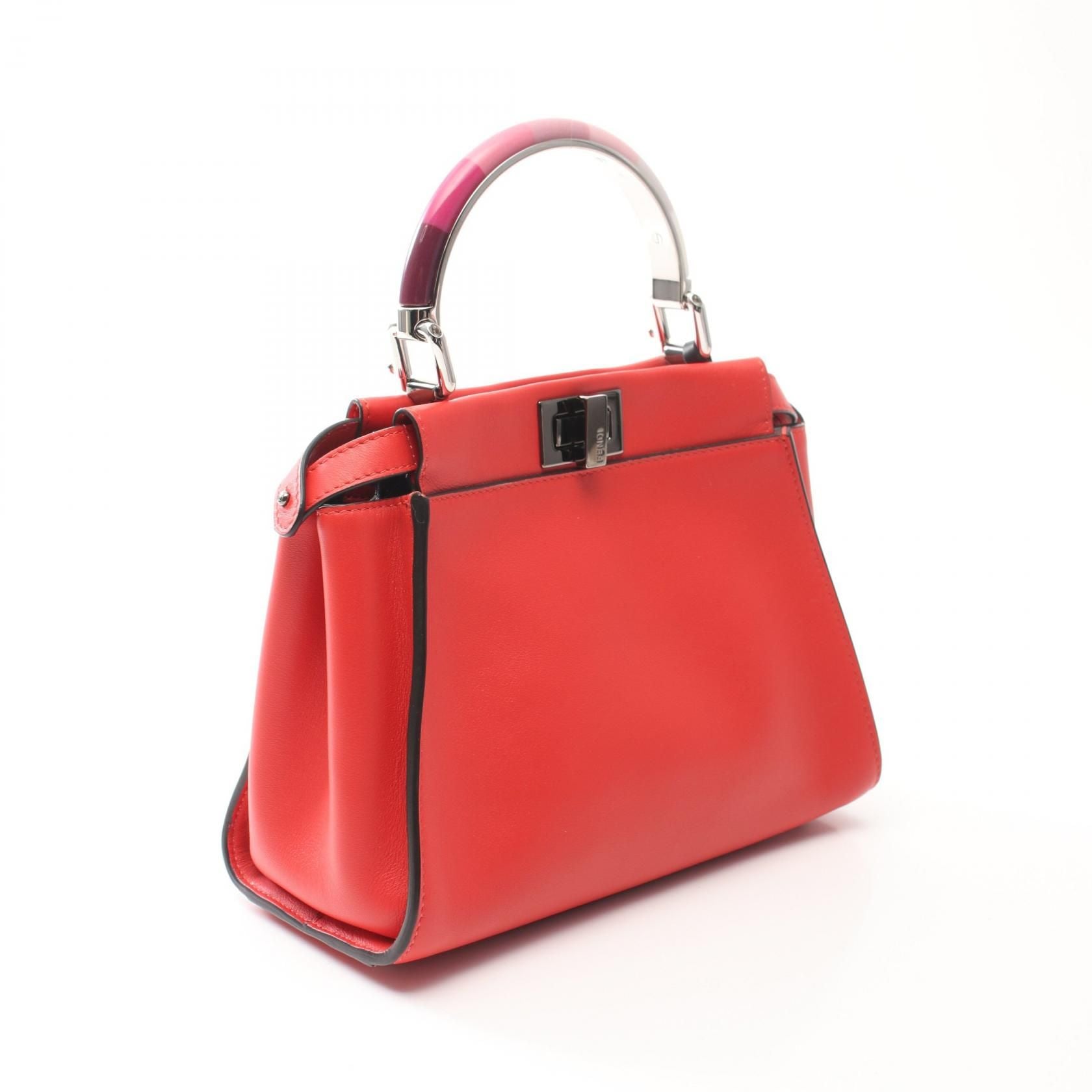 Fendi Mini Peekaboo Iconic Handbag Red Leather 8bn 316