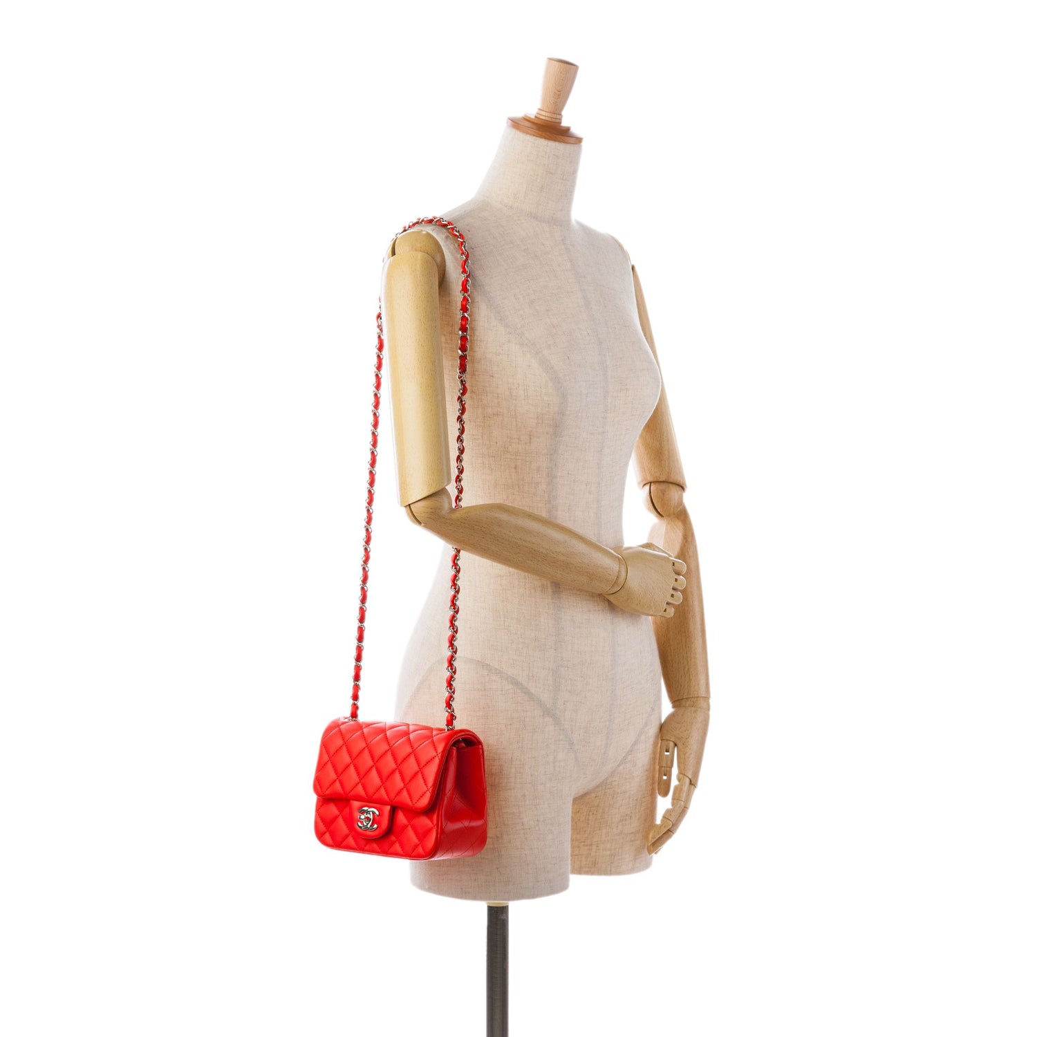 Chanel Mini Square Classic Lambskin Single Flap Red