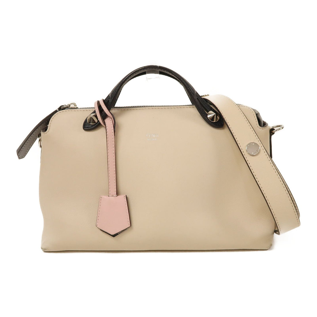 Fendi Sheepskin Leather By The Way Silver Hand-handed Shoulder Bag 2way Shoulder Bag Beige White Lambskin (sheep Leathe