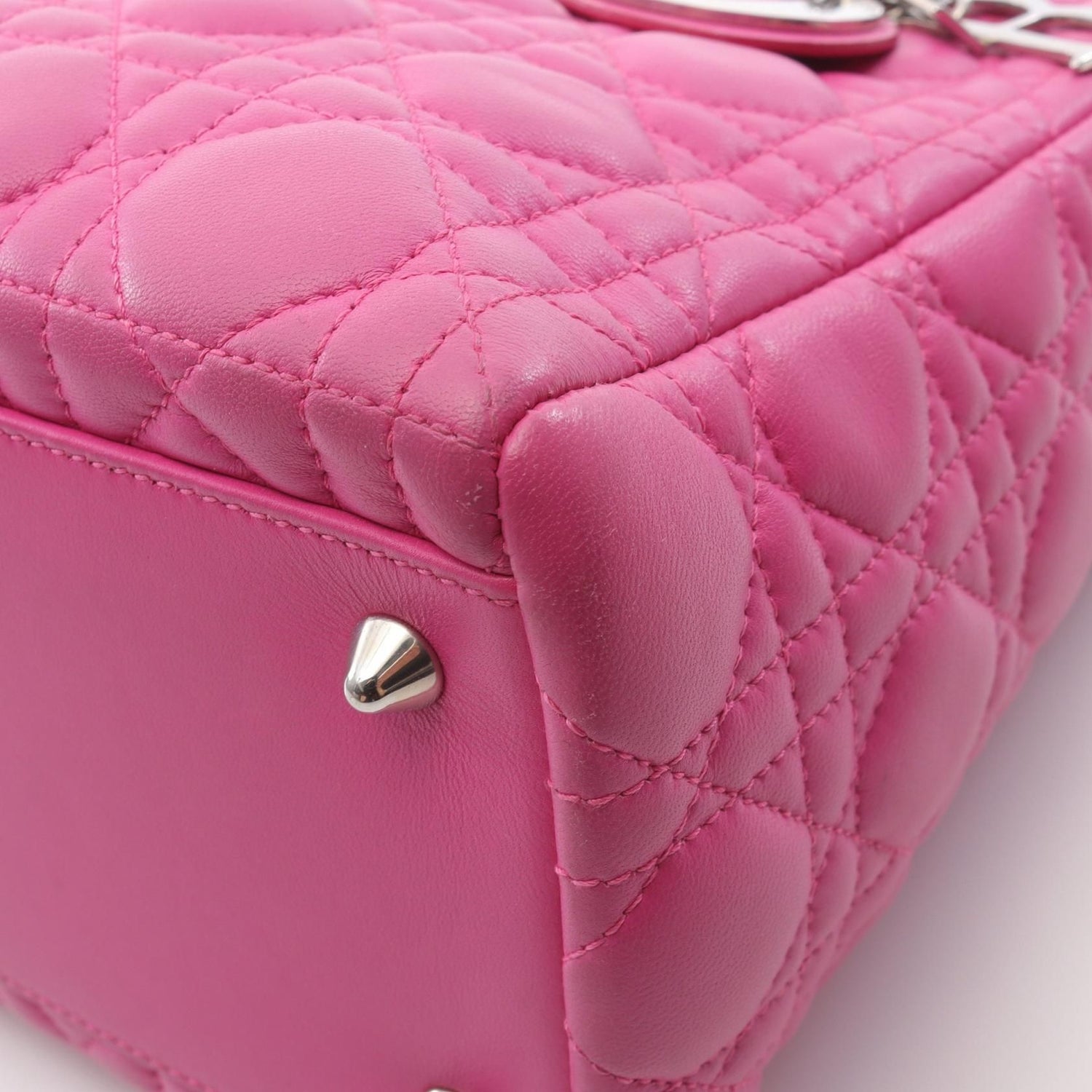 Dior Lady Dior Christian Dior Cannage Handbag Pink Leather