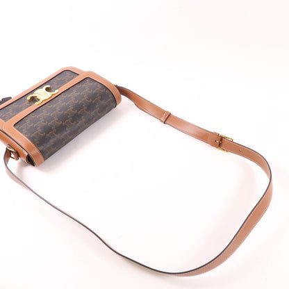 Celine Canvas Classique Triomphe Bag Gold Shoulder Bag Brown