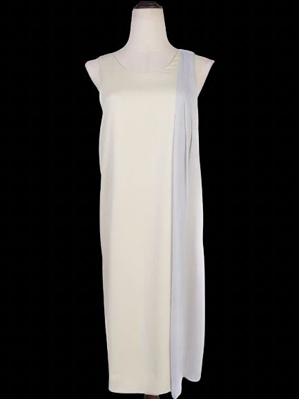 Excellent Emporio Armani Beige Sleeveless Dress Size L V-Neck Detail