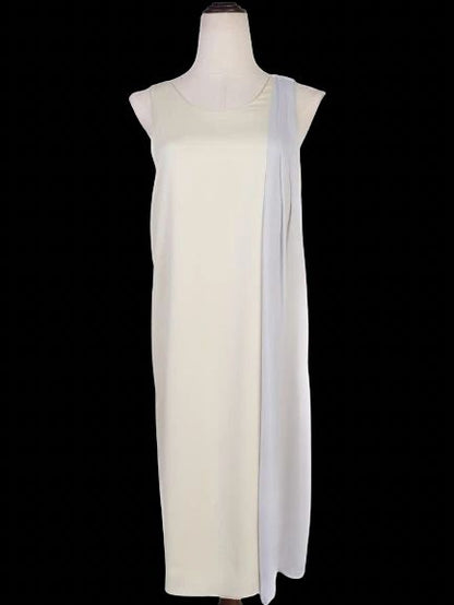 Excellent Emporio Armani Beige Sleeveless Dress Size L V-Neck Detail