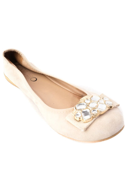 Excellent Liu Jo White Fabric Ballet Flats Size 38 with Embellishments