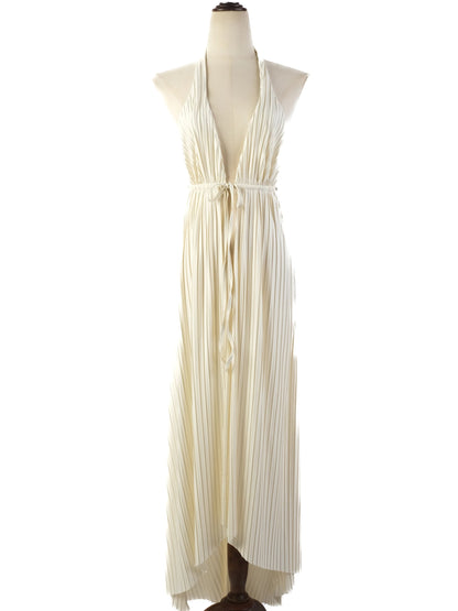 NEW Pleated Halter Dress White Size L Polyester