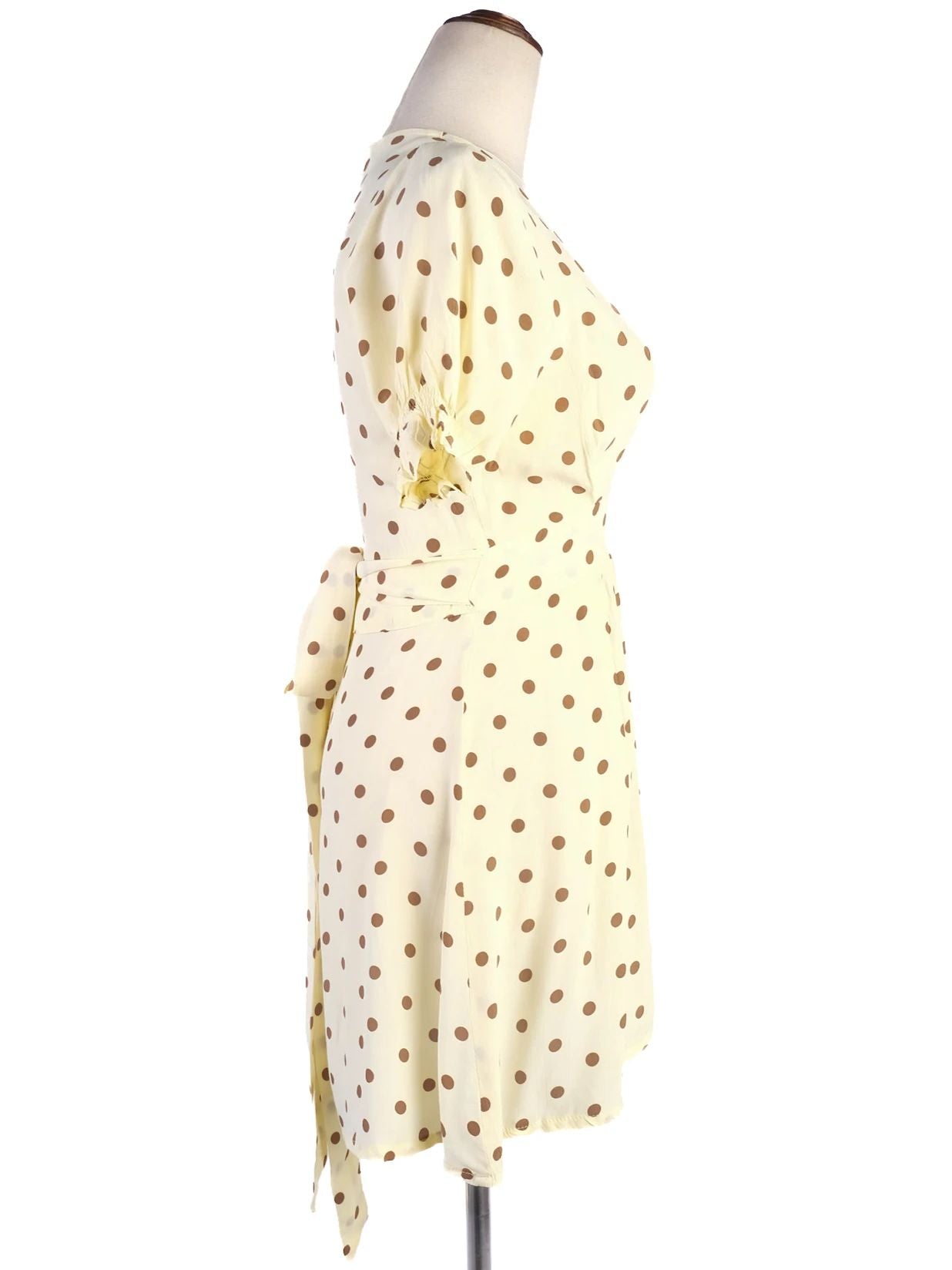 Excellent Faithfull The Brand Yellow V-Neck Polka Dot Dress
