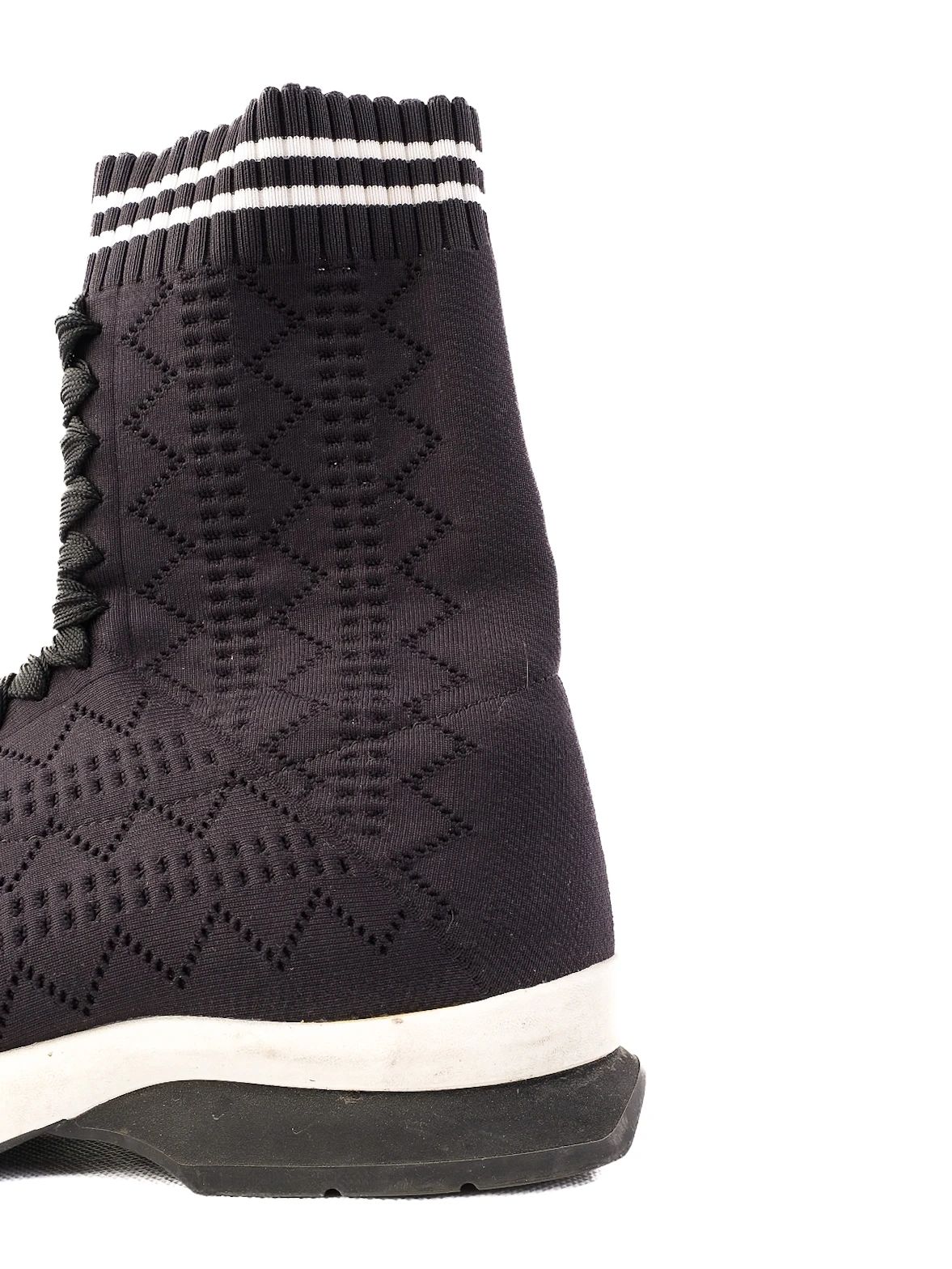 Excellent Fendi Black High-Top Sneakers Fabric Size 37
