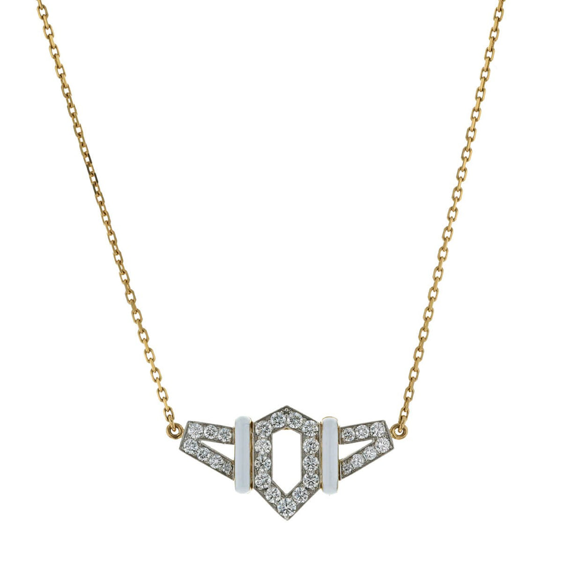 David Webb Flight diamonds, enamel and two tones gold necklace