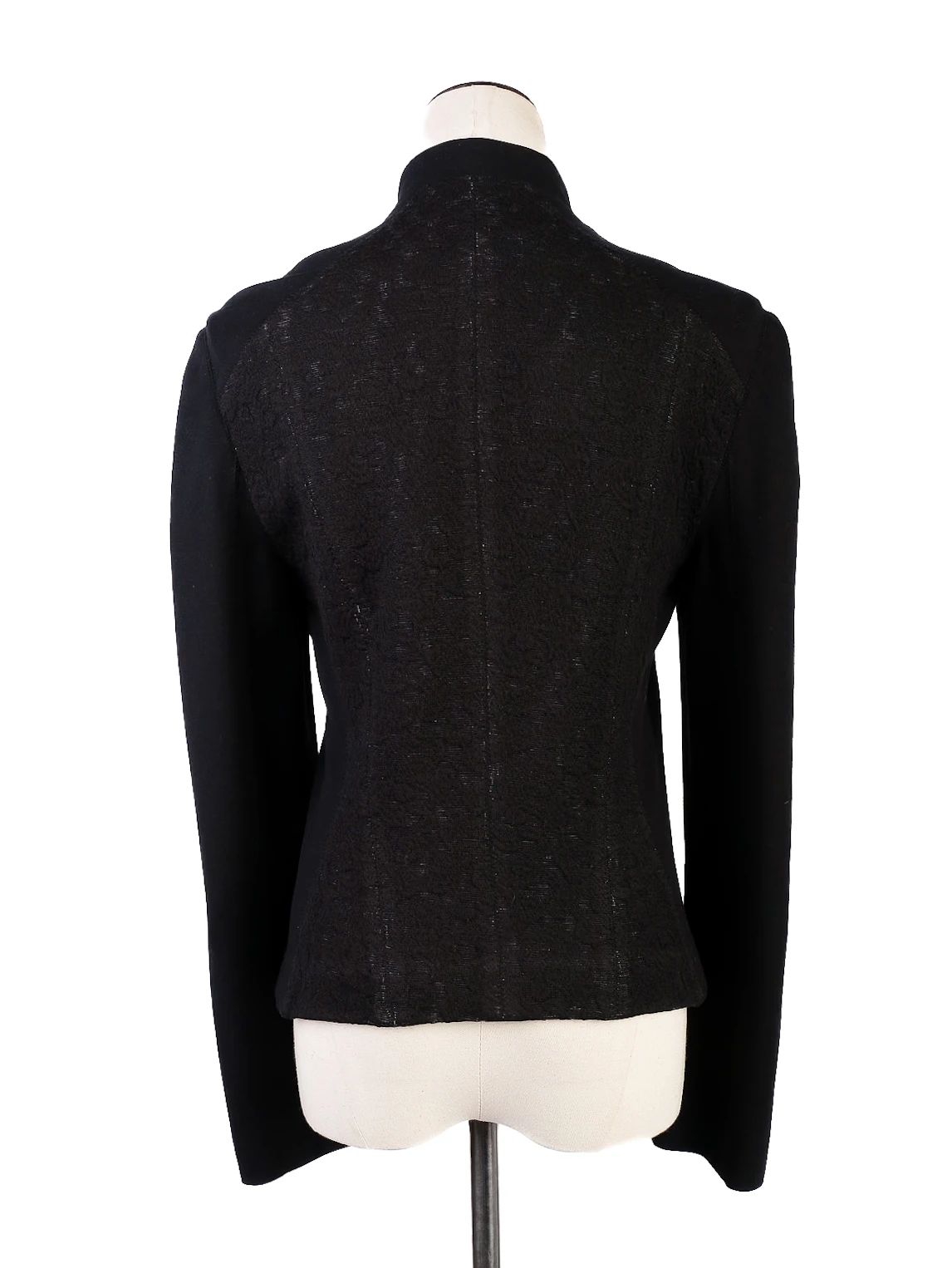 Excellent Escada Black Polyester Jacket Size S with Textured Design