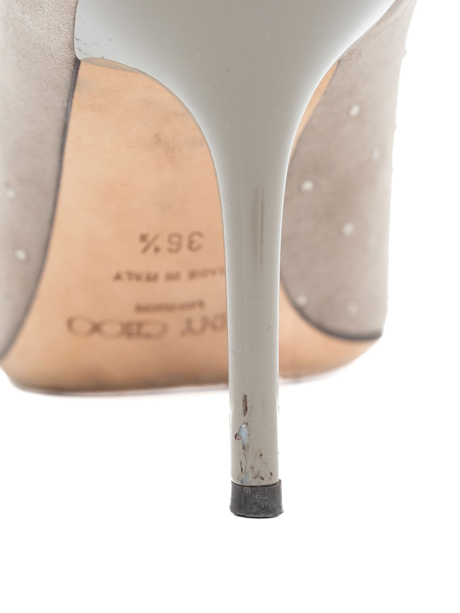 Excellent Jimmy Choo Gray Suede High-Heeled Stiletto Pumps Size 36.5