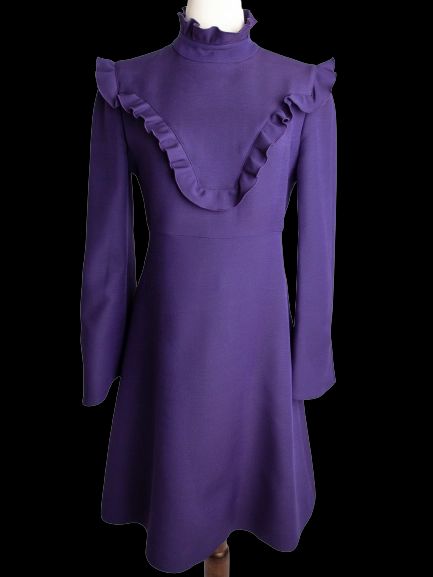 Good Condition Fendi Purple Dress Long Sleeve Ruffled Details Size N/A