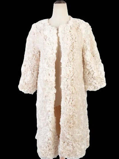 P.A.R.O.S.H. Excellent Condition Silk Textured Coat Size S White