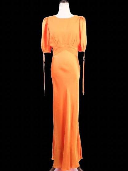 Perfect Ted Baker Orange Puff Sleeve Dress with Cut-Out Back