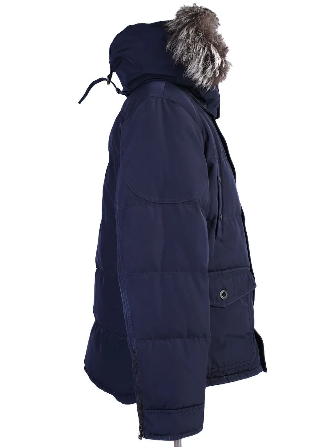 Excellent Moose Knuckles Navy Blue Parka Jacket with Fur Trim Size L