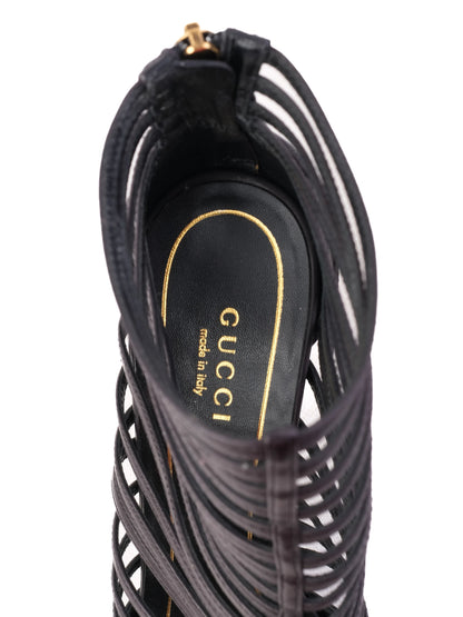 Excellent Gucci Black Leather High-Heeled Shoes Size 36