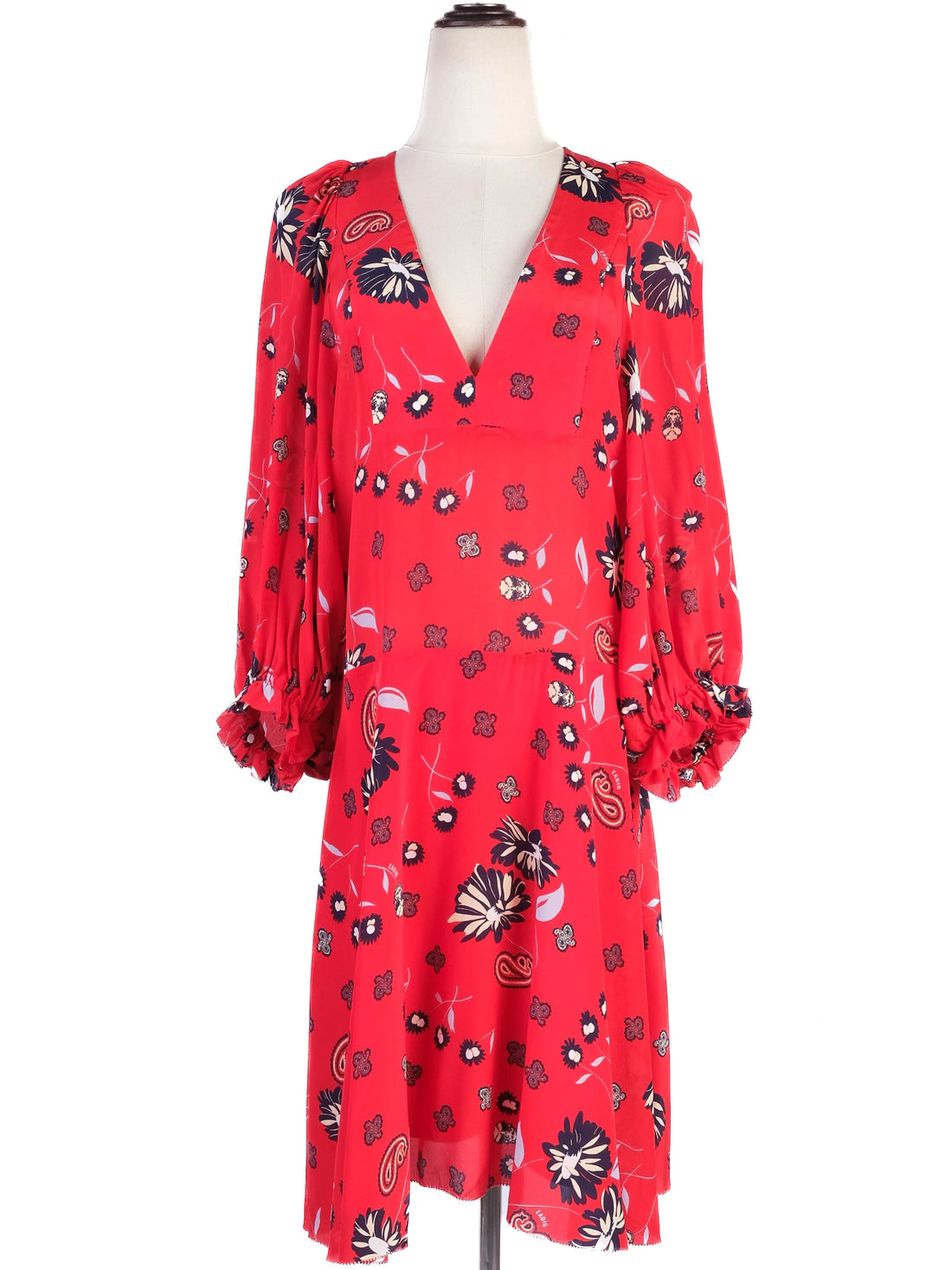 Excellent Zadig&Voltaire Red Floral Silk Dress Size S