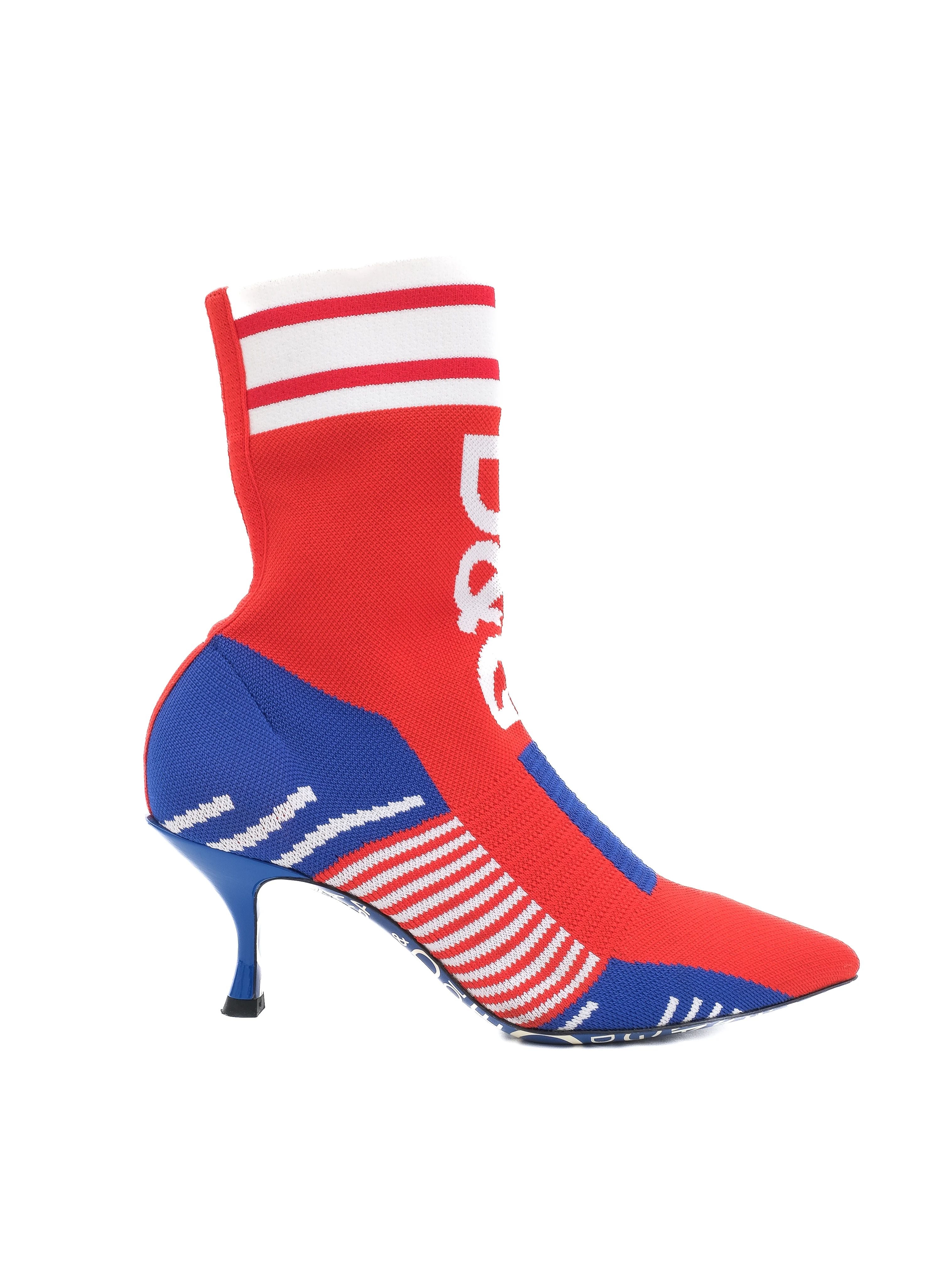 Dolce Gabbana Excellent Condition Sporty Sock Boots Red Blue White