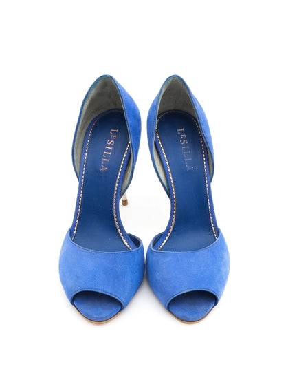 Excellent Lesilla Blue Leather High-Heeled Shoes Size 38