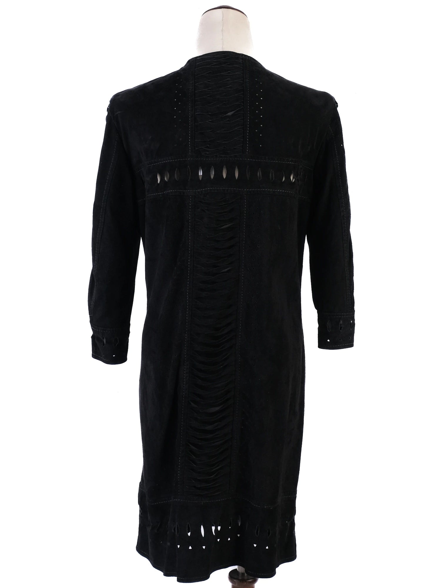 Class Roberto Cavalli Black Leather Long Coat Excellent Condition