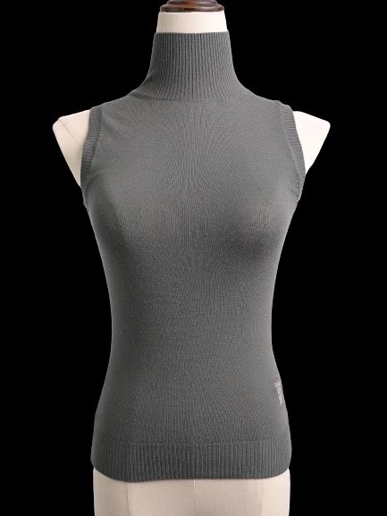 Excellent Calvin Klein Gray Wool Sleeveless Turtleneck Top XS