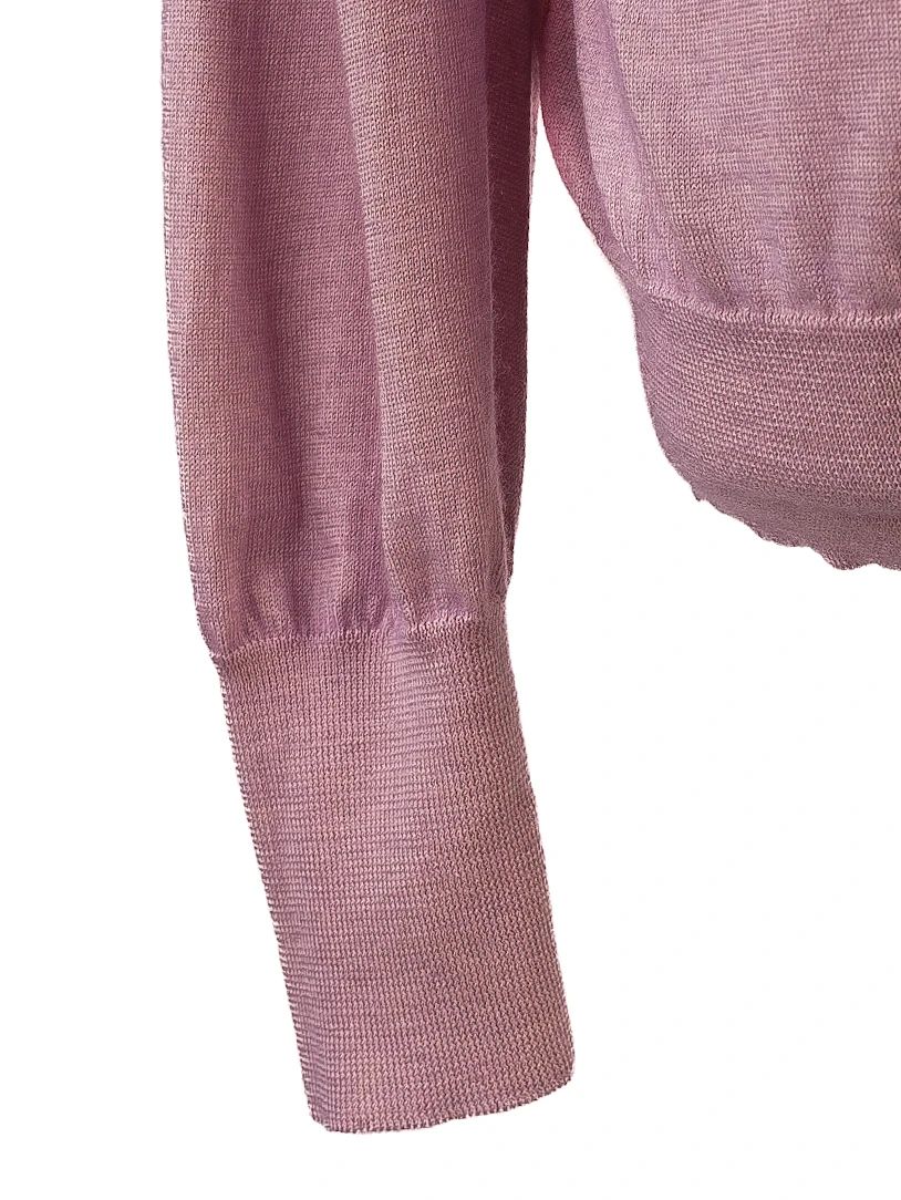 Excellent Cruciani Purple Silk Cardigan Size L V-Neck Long Sleeve