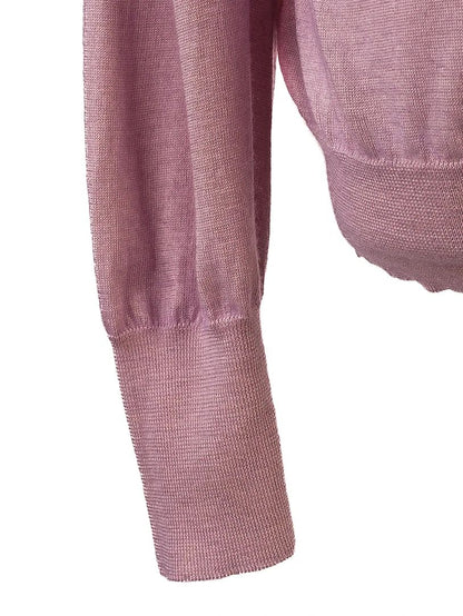 Excellent Cruciani Purple Silk Cardigan Size L V-Neck Long Sleeve