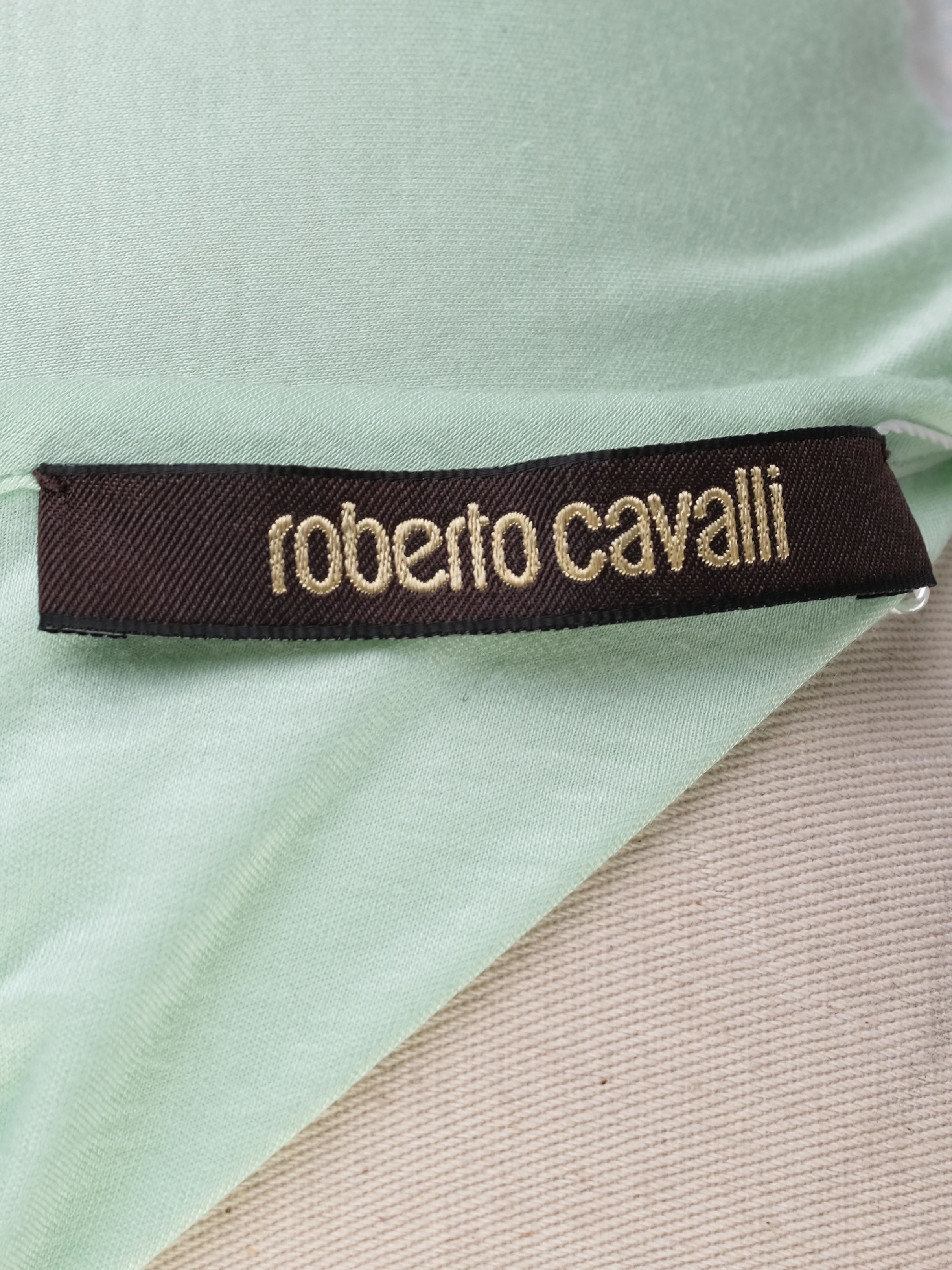 Excellent Roberto Cavalli Green Silk Shirt Size M Women