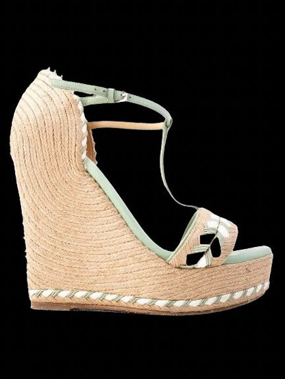 Excellent Gucci Wedge Sandals Combined Leather Casual Size - Women