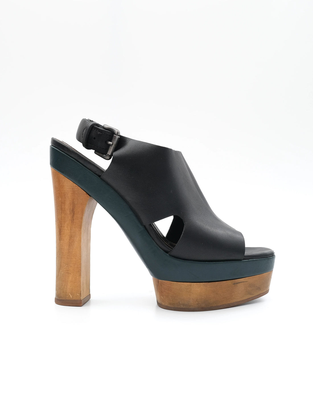 Excellent Marni High-Heeled Black Leather Sandals Size 37