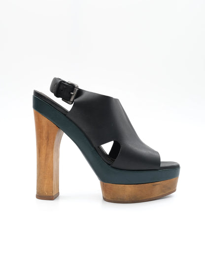 Excellent Marni High-Heeled Black Leather Sandals Size 37