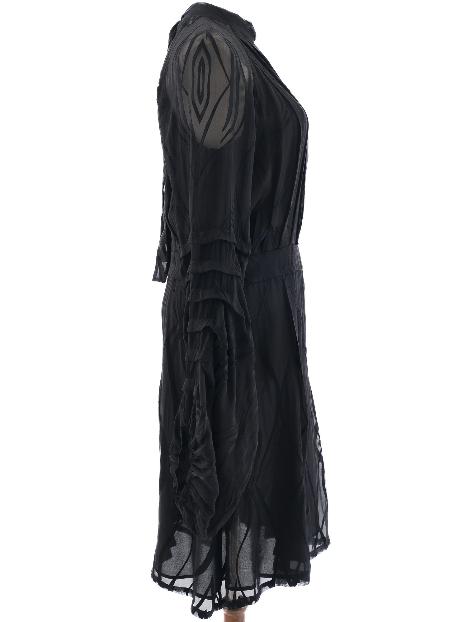 Excellent Barbara Bui Black Sheer Dress Size M with Long Sleeves