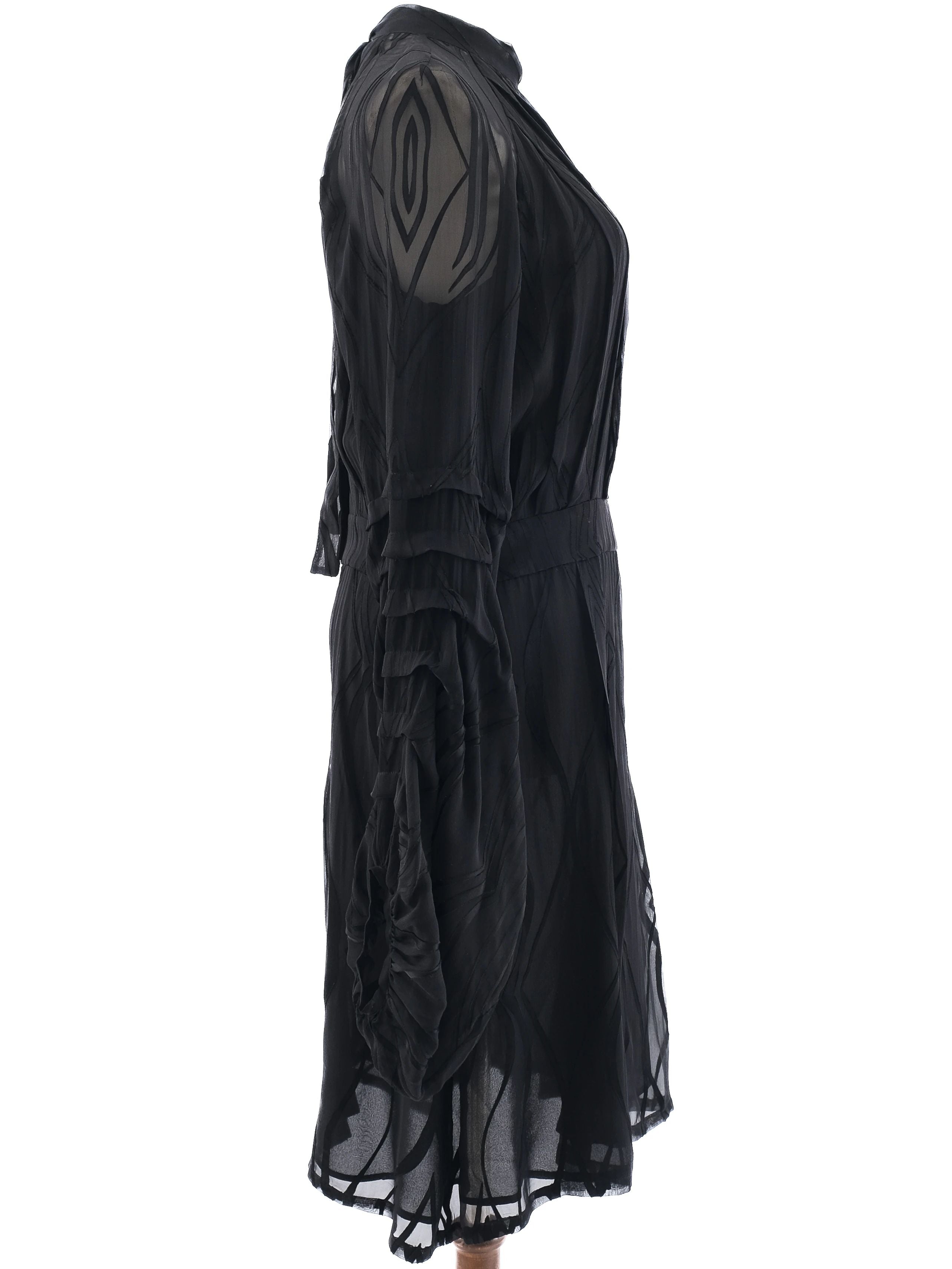 Excellent Barbara Bui Black Sheer Dress Size M with Long Sleeves